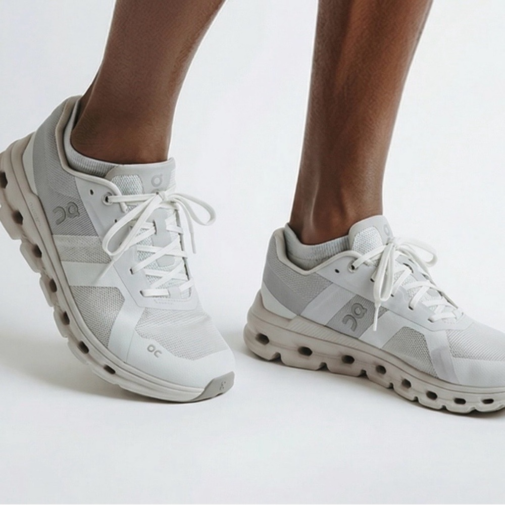 On Running Women's White and Light Gray Cloudstyle Athletic Sneakers - Picture 2 of 6